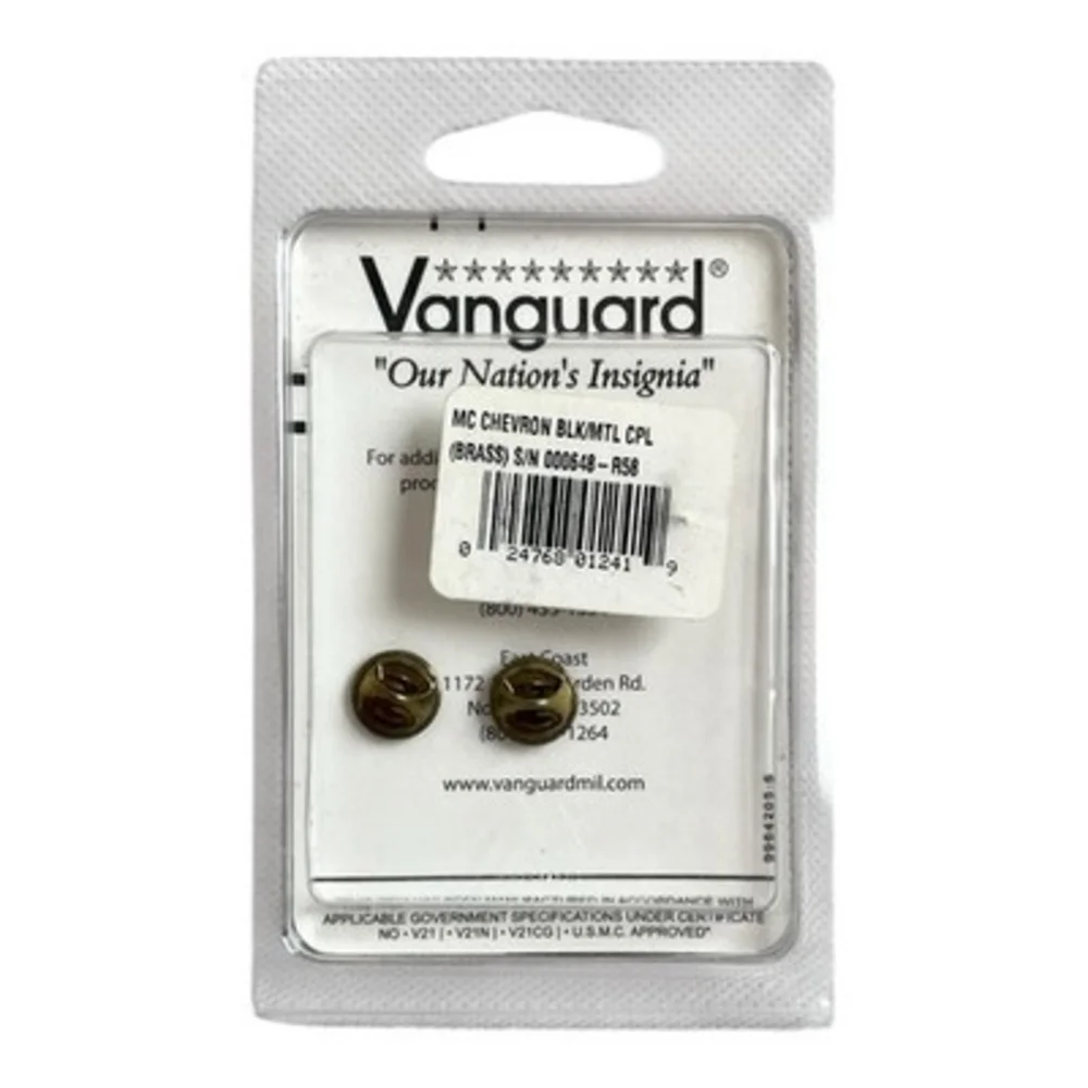 USMC Marine Corps Chevron Insignia Black Metal Pins Vanguard Hard Set of 2 NIP